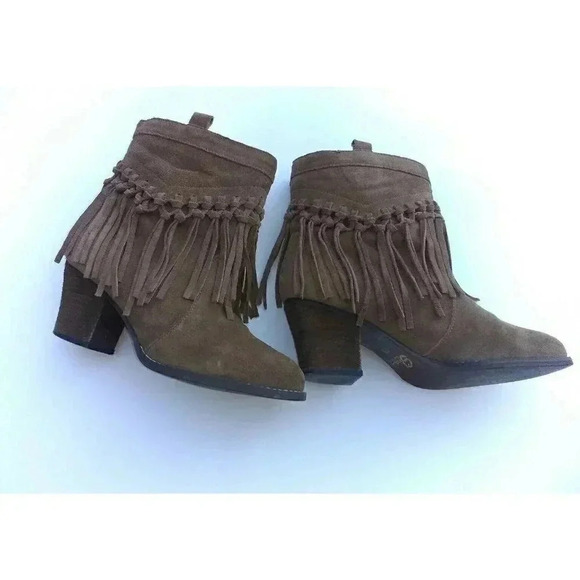 Sbicca Vintage Collection Women's Tan Knotted Fringe Boots Size 7.5 - Picture 1 of 10